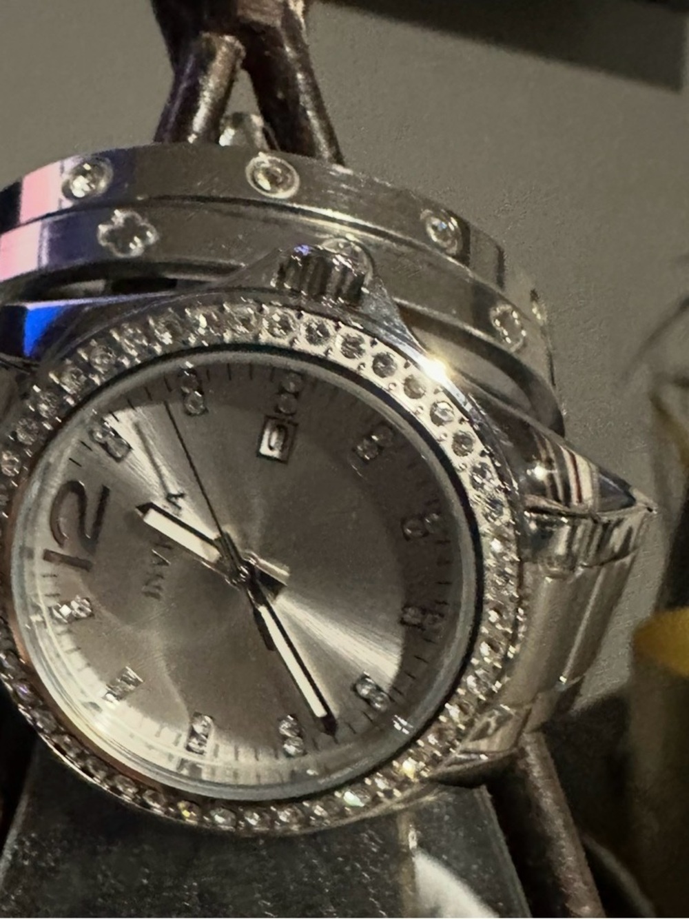 Invicta Silver-Tone Womens Watch with Crystal Bezel and Matching Silver Bracelet - Picture 3 of 9